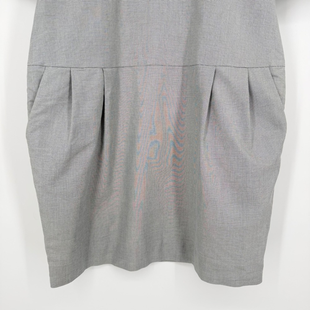 COS Short-Sleeved Cocoon Shirt Dress Grey Micro-Check Cotton Blend Collared 10 - Picture 10 of 16